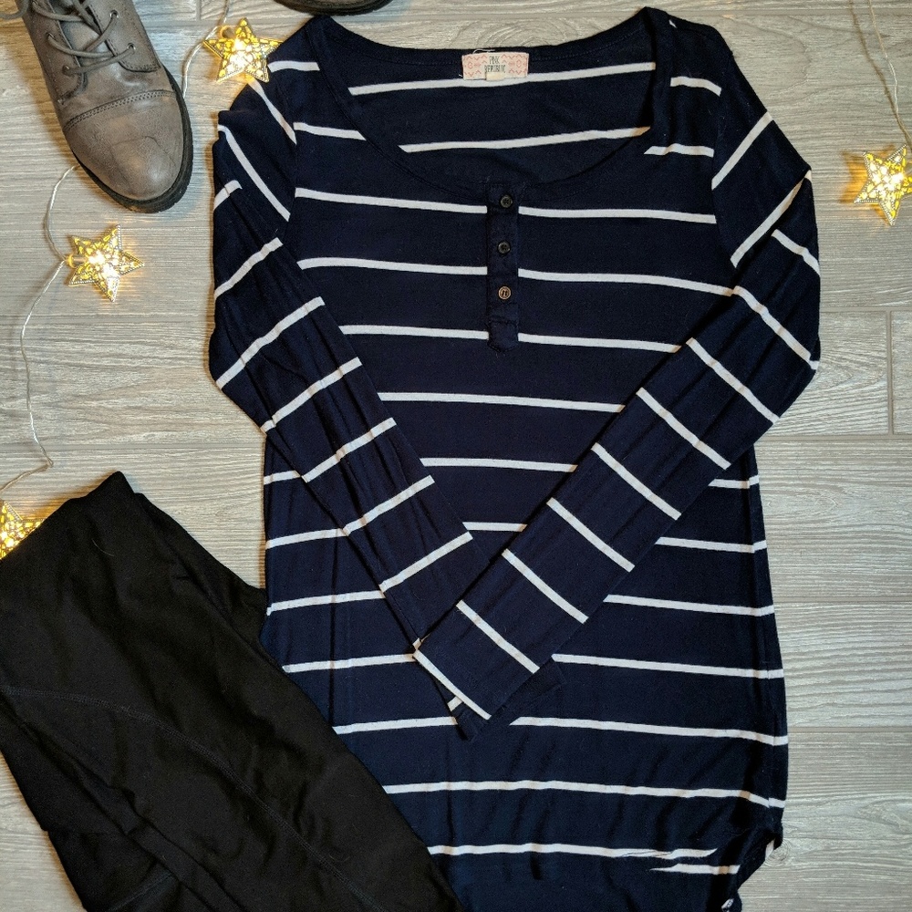 Pink Republic Long Sleeve Navy Stripe Tunic